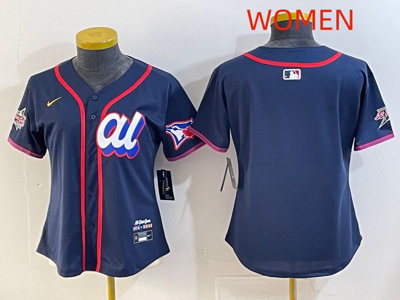 Women 2025 Toronto Blue Jays Blank Drak Blue All star Nike MLB Jersey style 01
